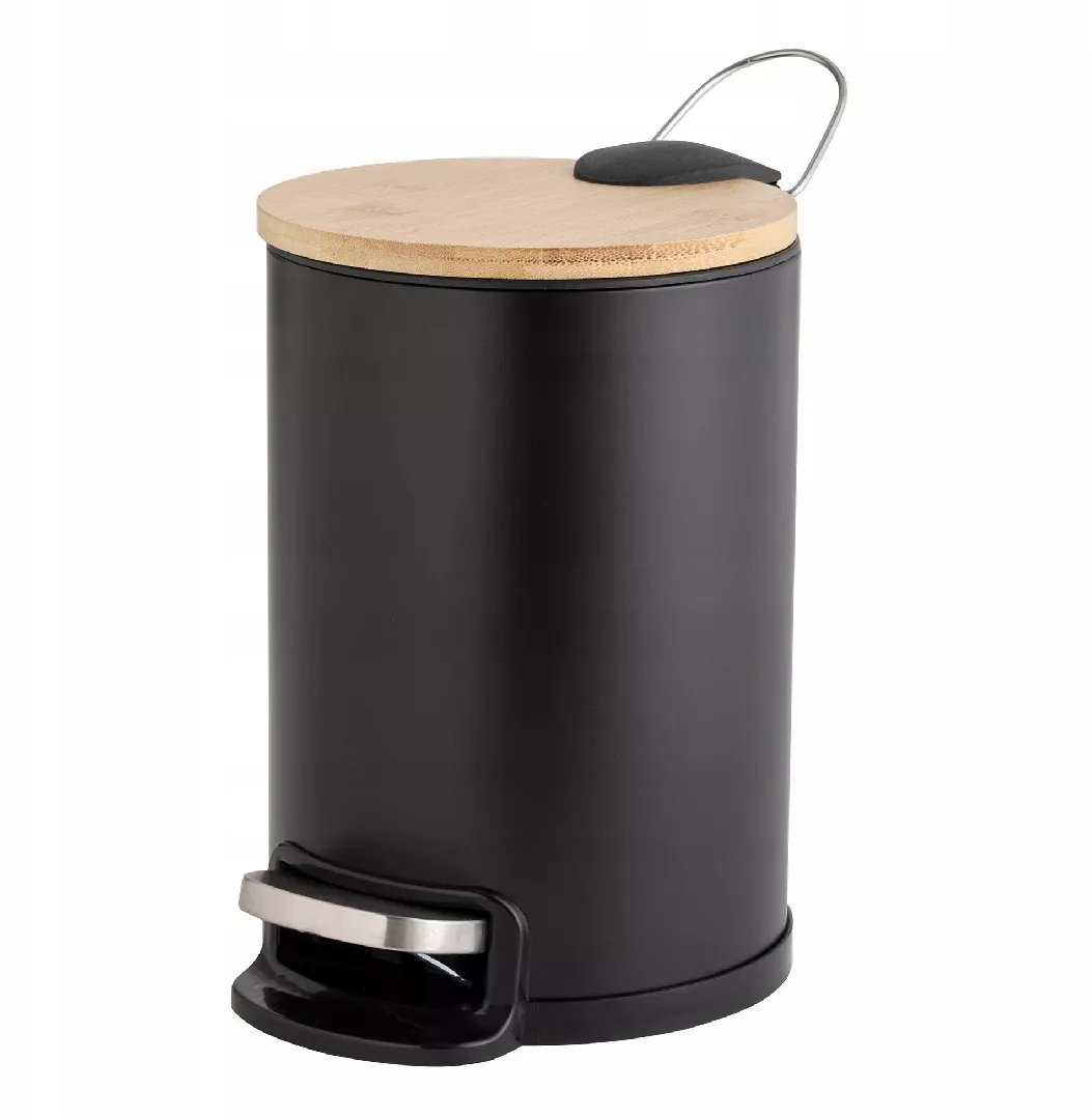 Waste bin with soft closing  bamboo